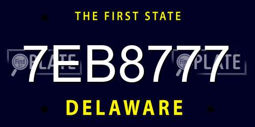 7EB8777 Delaware License Plate