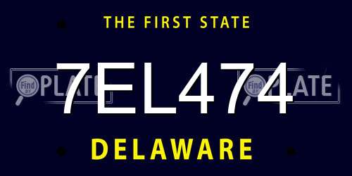 7EL474 Delaware License Plate