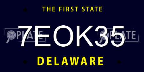 7EOK35 Delaware License Plate