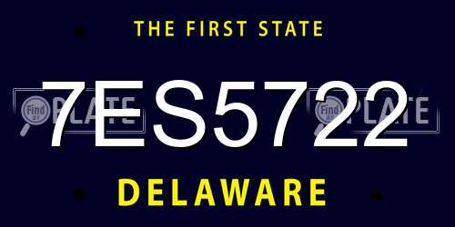 7ES5722 Delaware License Plate