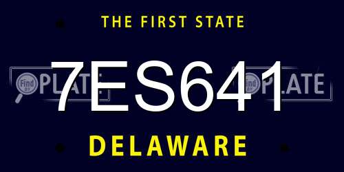 7ES641 Delaware License Plate