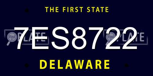 7ES8722 Delaware License Plate