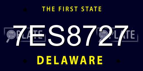 7ES8727 Delaware License Plate