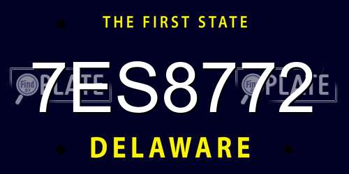 7ES8772 Delaware License Plate