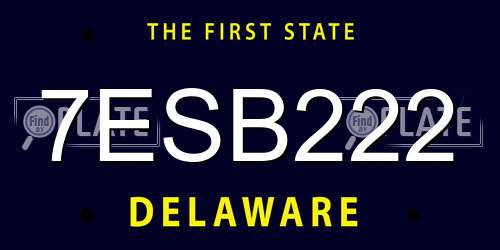 7ESB222 Delaware License Plate