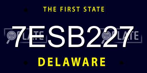 7ESB227 Delaware License Plate