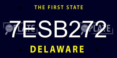 7ESB272 Delaware License Plate