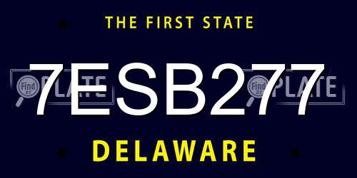 7ESB277 Delaware License Plate
