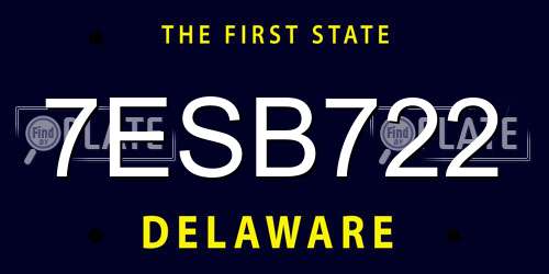 7ESB722 Delaware License Plate