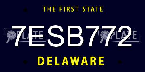 7ESB772 Delaware License Plate