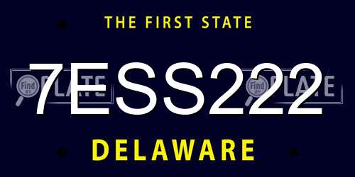 7ESS222 Delaware License Plate