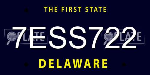 7ESS722 Delaware License Plate