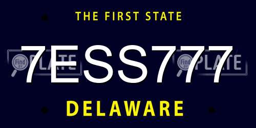 7ESS777 Delaware License Plate