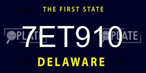 7ET910 Delaware License Plate
