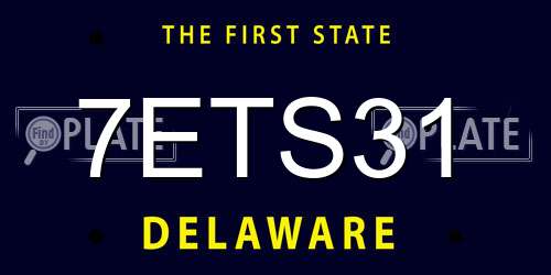 7ETS31 Delaware License Plate