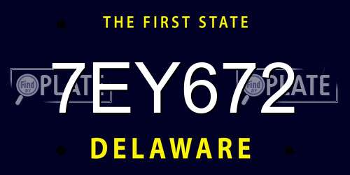 7EY672 Delaware License Plate