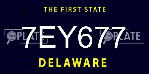 7EY677 Delaware License Plate