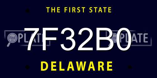 7F32B0 Delaware License Plate