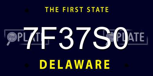 7F37S0 Delaware License Plate