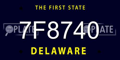 7F8740 Delaware License Plate