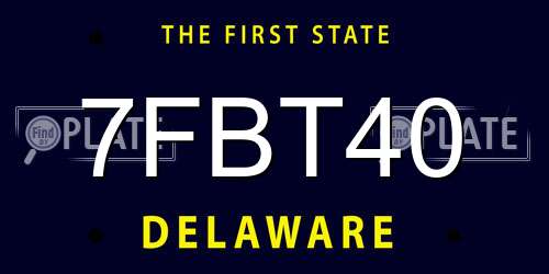 7FBT40 Delaware License Plate