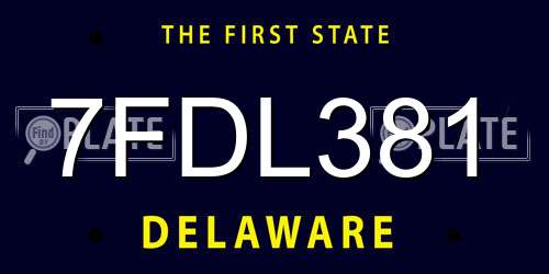 7FDL381 Delaware License Plate
