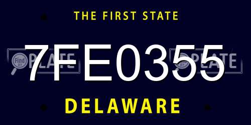 7FE0355 Delaware License Plate