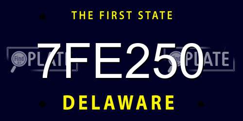7FE250 Delaware License Plate