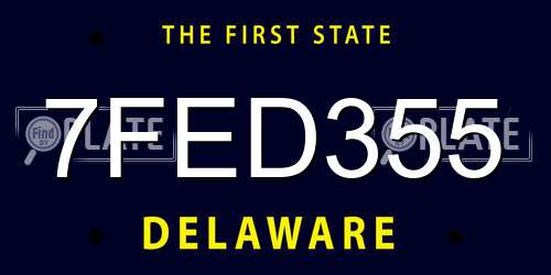 7FED355 Delaware License Plate
