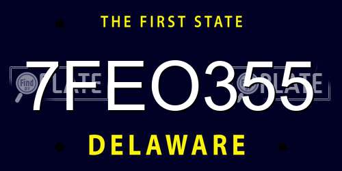 7FEO355 Delaware License Plate