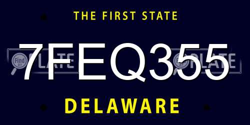 7FEQ355 Delaware License Plate