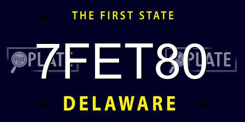 7FET80 Delaware License Plate