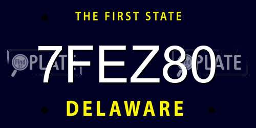 7FEZ80 Delaware License Plate