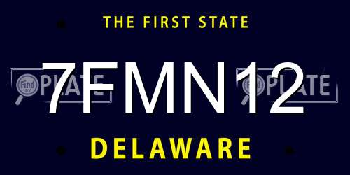 7FMN12 Delaware License Plate