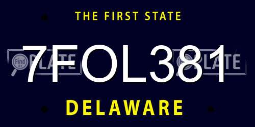 7FOL381 Delaware License Plate