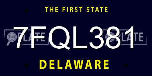 7FQL381 Delaware License Plate