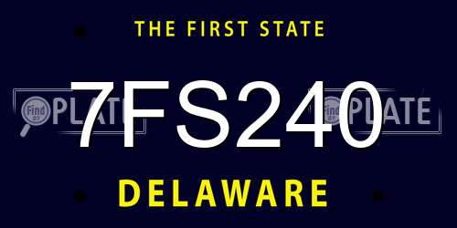 7FS240 Delaware License Plate