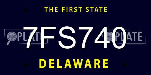 7FS740 Delaware License Plate