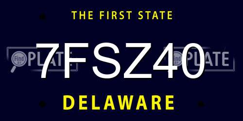 7FSZ40 Delaware License Plate