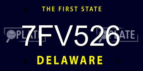 7FV526 Delaware License Plate