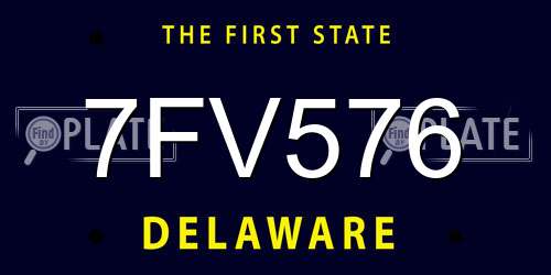7FV576 Delaware License Plate