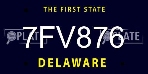 7FV876 Delaware License Plate