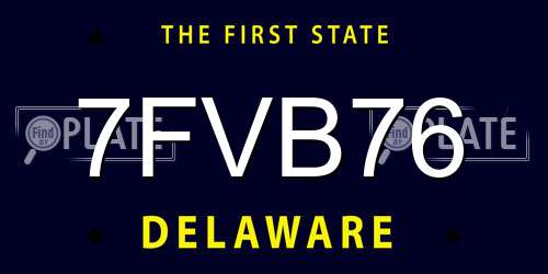 7FVB76 Delaware License Plate