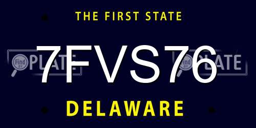 7FVS76 Delaware License Plate