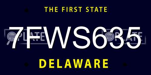 7FWS635 Delaware License Plate