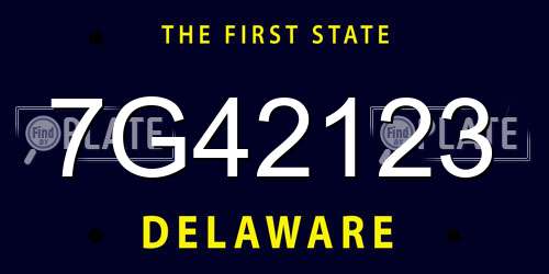 7G42123 Delaware License Plate