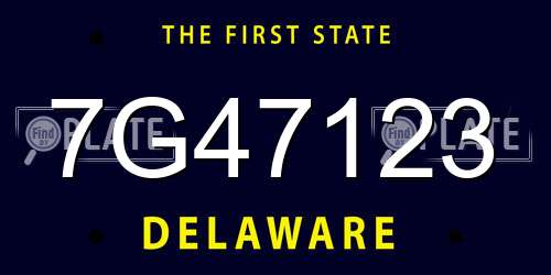 7G47123 Delaware License Plate