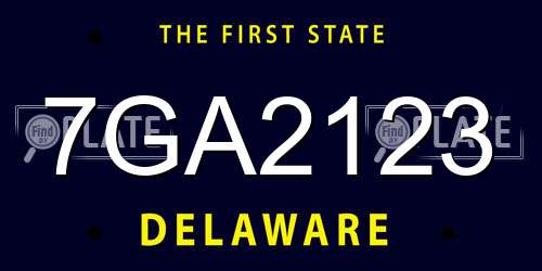 7GA2123 Delaware License Plate
