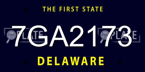 7GA2173 Delaware License Plate