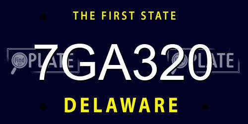 7GA320 Delaware License Plate